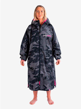 Dryrobe - Advance Long Sleeve Surf Poncho | Voksne | Black Camo/Pink