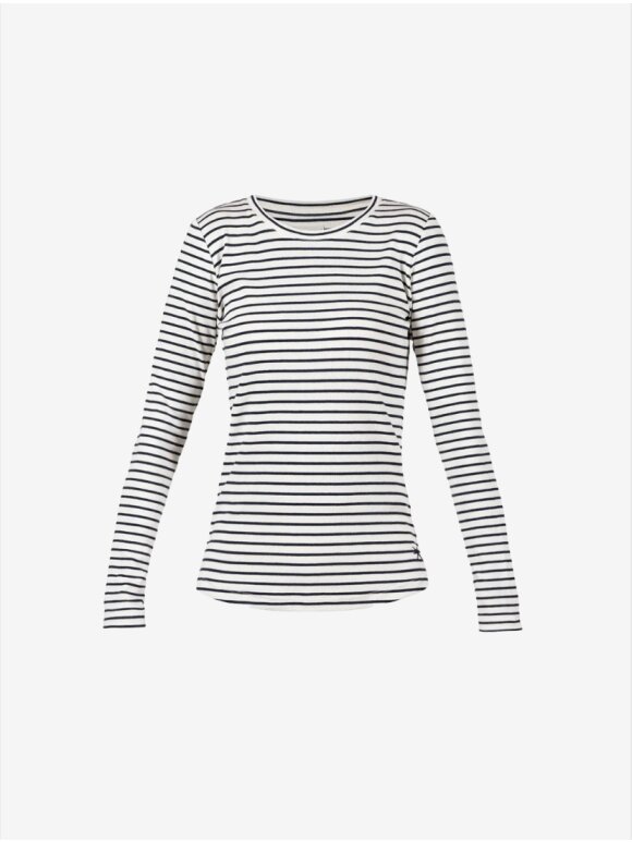 Blue Sportswear - DITTE STRIPED RIB TEE - Ecru/New Navy