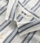 KnowledgeCotton Apparel - Men's Box Short Sleeve Striped Cotton Shirt - Blue Stripe