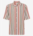 KnowledgeCotton Apparel - Men's Box Short Sleeve Striped Cotton Shirt - Green Stripe