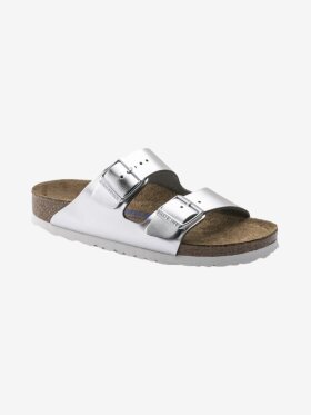 Birkenstock - Arizona blød fodseng - Naturlæder - Metallic Silver