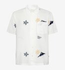 KnowledgeCotton Apparel - Men's BOX FIT SHORT SLEEVE SHIRT WITH EMBROIDERY - Egret