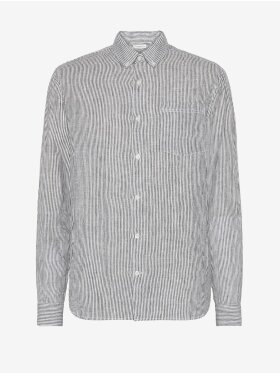 KnowledgeCotton Apparel - Men's REGULAR STRIPED LINEN SHIRT - Total Eclipse