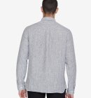 KnowledgeCotton Apparel - Men's REGULAR STRIPED LINEN SHIRT - Total Eclipse