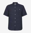 KnowledgeCotton Apparel - Men's CUSTOM FIT LINEN SHORT SLEEVE SHIRT - Total Eclipse