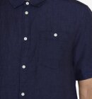 KnowledgeCotton Apparel - Men's CUSTOM FIT LINEN SHORT SLEEVE SHIRT - Total Eclipse