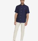 KnowledgeCotton Apparel - Men's CUSTOM FIT LINEN SHORT SLEEVE SHIRT - Total Eclipse